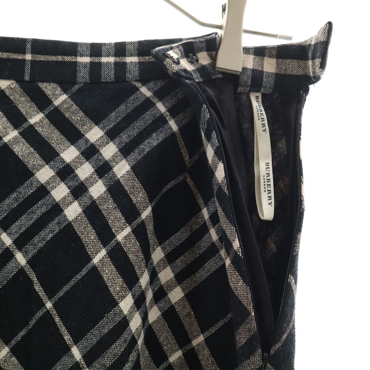 BURBERRY LONDON バーバリーロンドン チェック柄 膝丈スカート 42 ブラック 三陽商会 レディース
