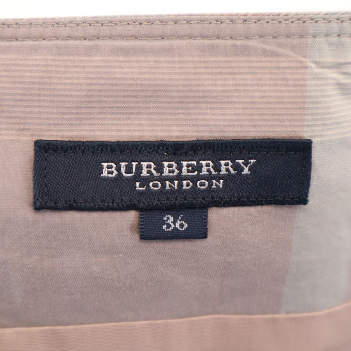 BURBERRY LONDON バーバリーロンドン 日本製 チェック柄 ミディ丈 ボックス プリーツスカート 36 ピンクグレー 三陽商会 レディース