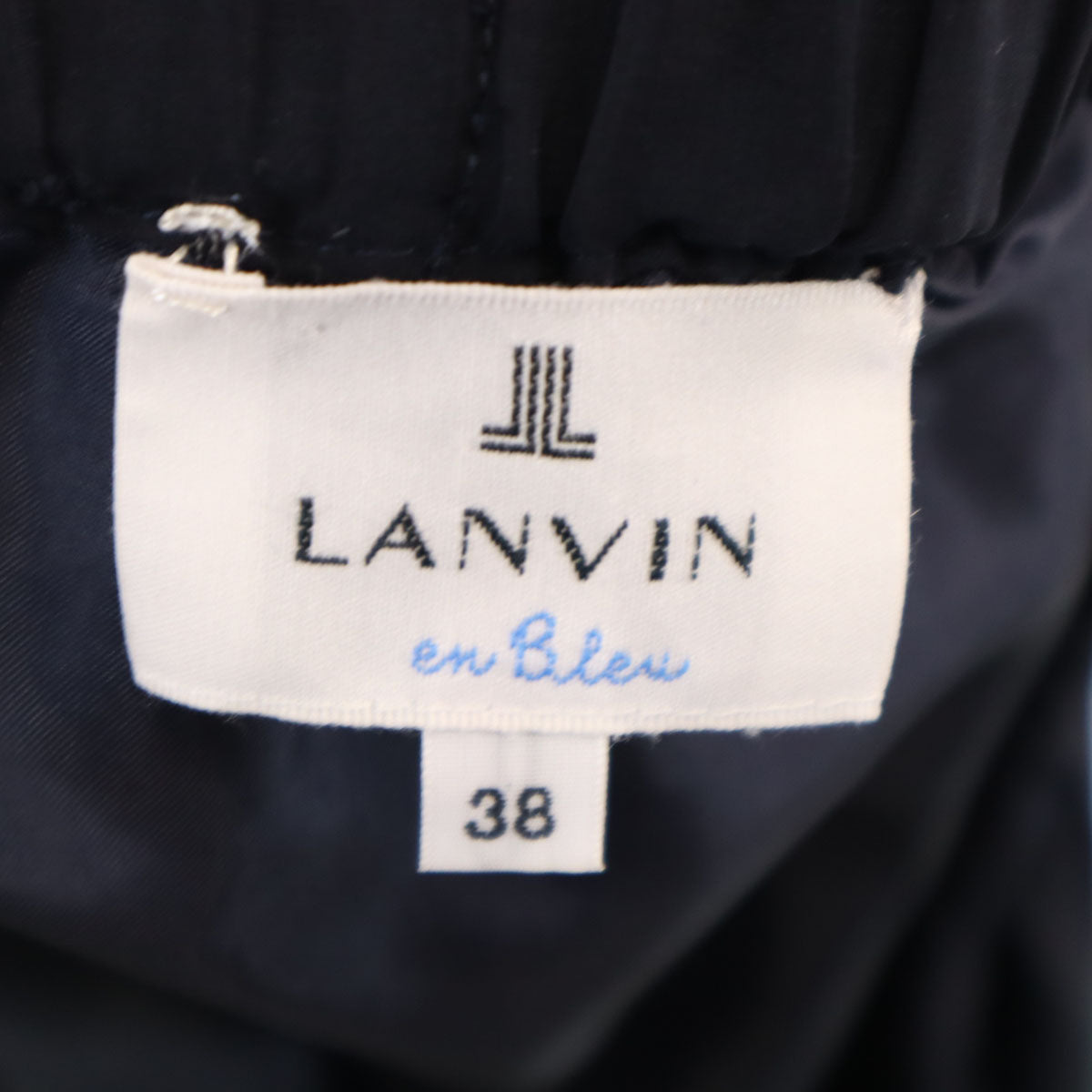 LANVIN en Bleu ランバンオンブルー ミモレ丈 ギャザースカート 38 ネイビー レディース