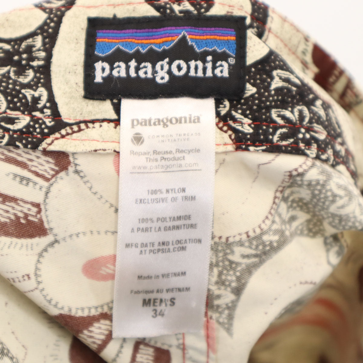 patagonia パタゴニア 総柄 ボード ショートパンツ W34 グレージュ 86767SP12 アウトドア メンズ