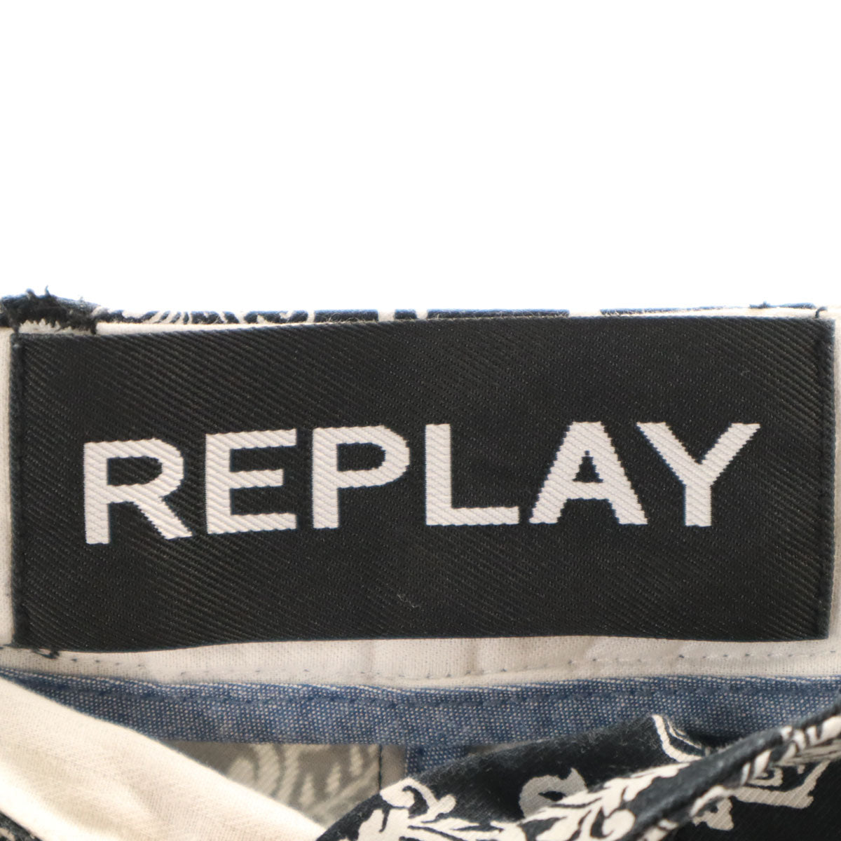 REPLAY リプレイ ペイズリー柄 ショートパンツ W30 ブラック メンズ