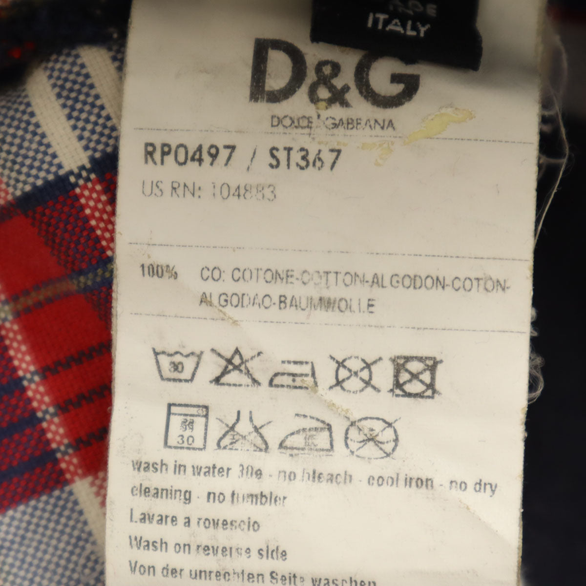 D&G DOLCE&GABBANA ディーアンドジー ドルチェアンドガッバーナ イタリア製 チェック柄 カーゴショートパンツ 44 レッド メンズ