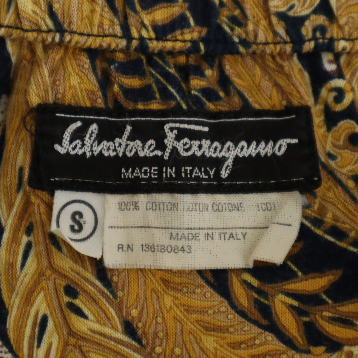 Salvatore Ferragamo サルヴァトーレフェラガモ 90s イタリア製 オールド ヒョウ 総柄 ミニスカート S 山吹色 レディース
