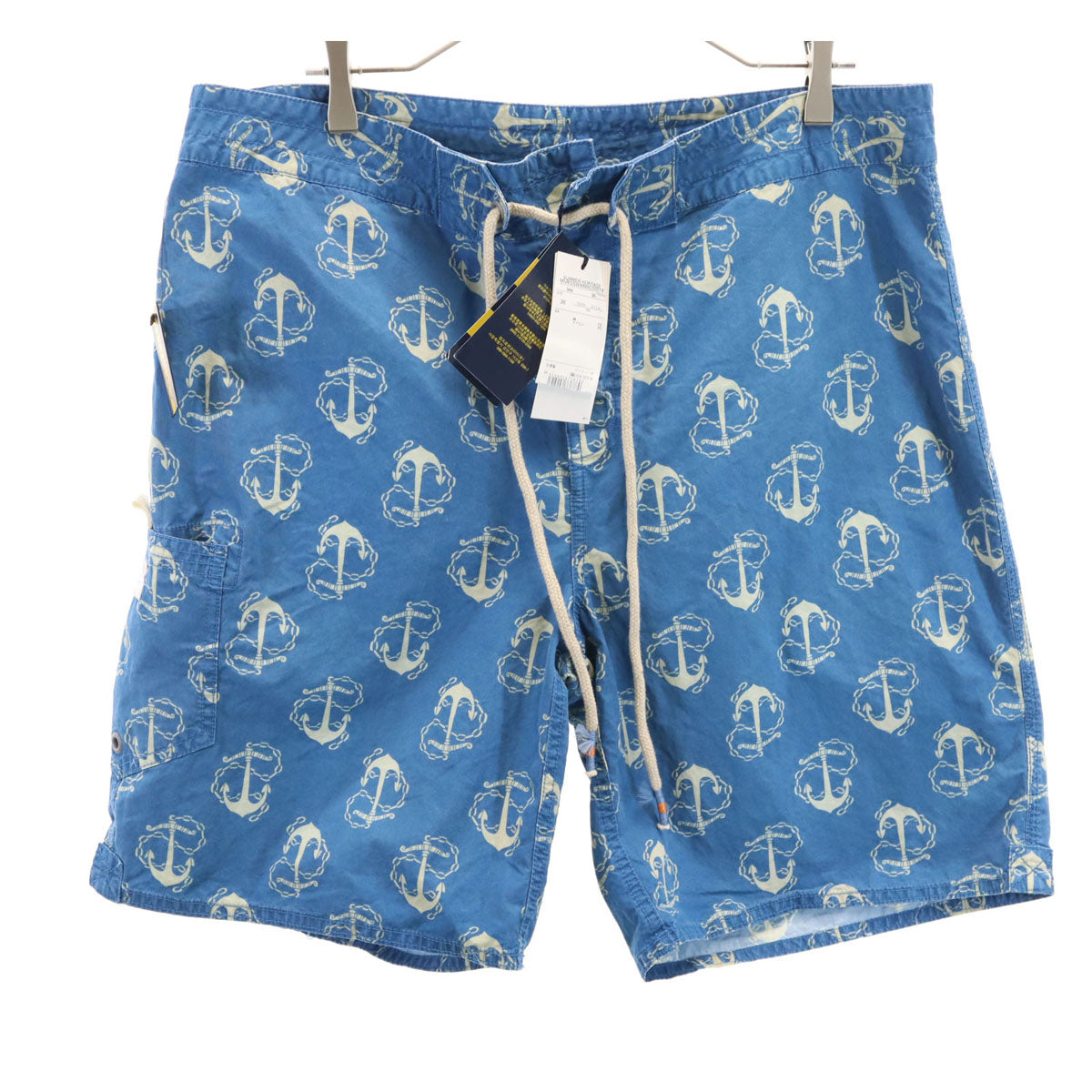 RALPH LAUREN RUGBY ラルフローレン ラグビー 未使用 総柄 ショートパンツ W36 ブルー系 イカリ タグ付き メンズ