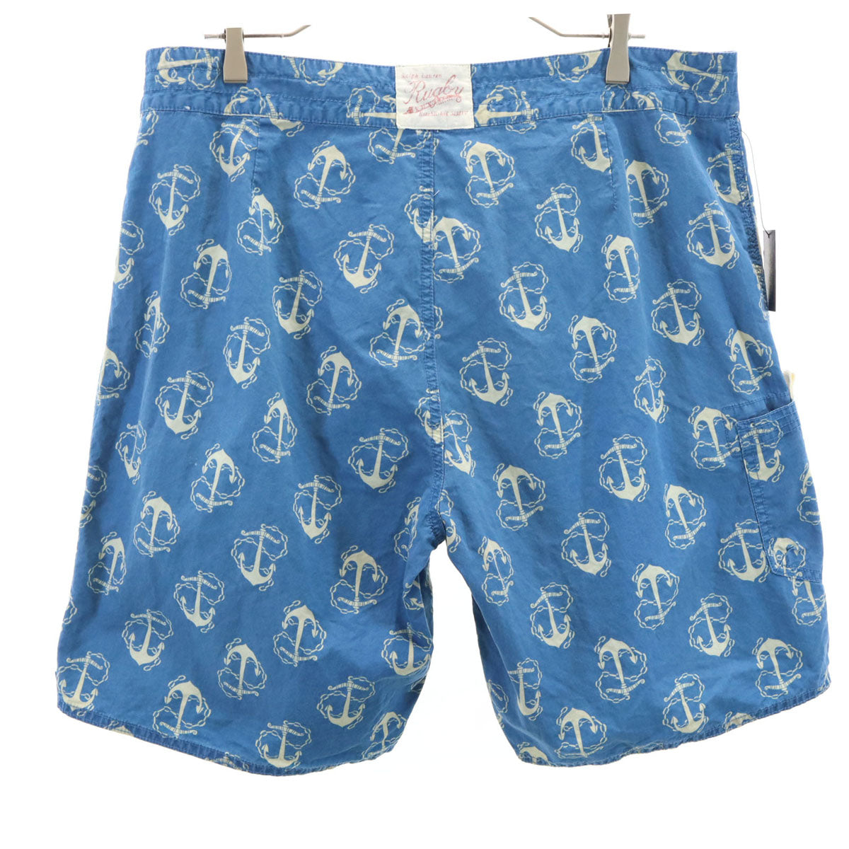 RALPH LAUREN RUGBY ラルフローレン ラグビー 未使用 総柄 ショートパンツ W36 ブルー系 イカリ タグ付き メンズ