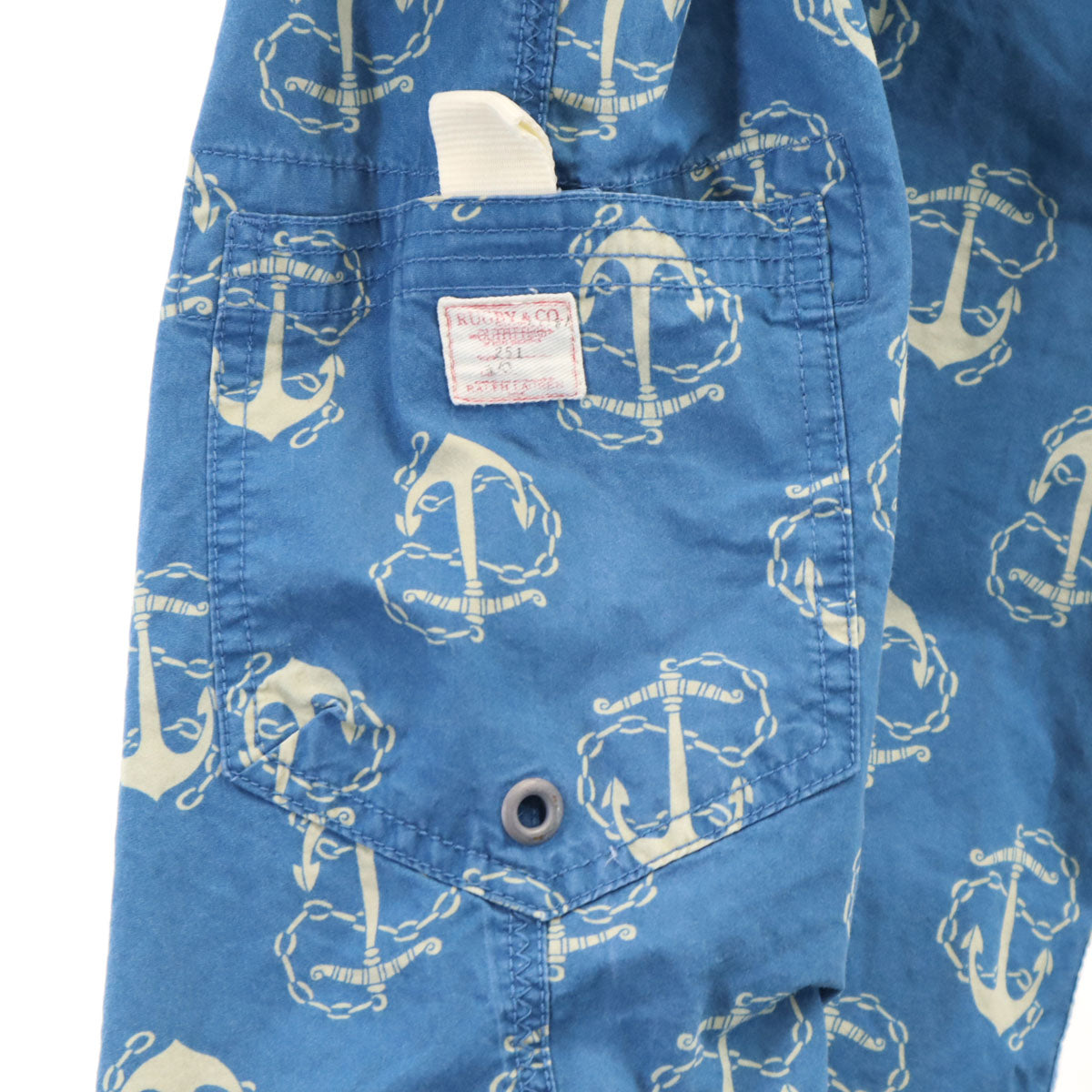 RALPH LAUREN RUGBY ラルフローレン ラグビー 未使用 総柄 ショートパンツ W36 ブルー系 イカリ タグ付き メンズ