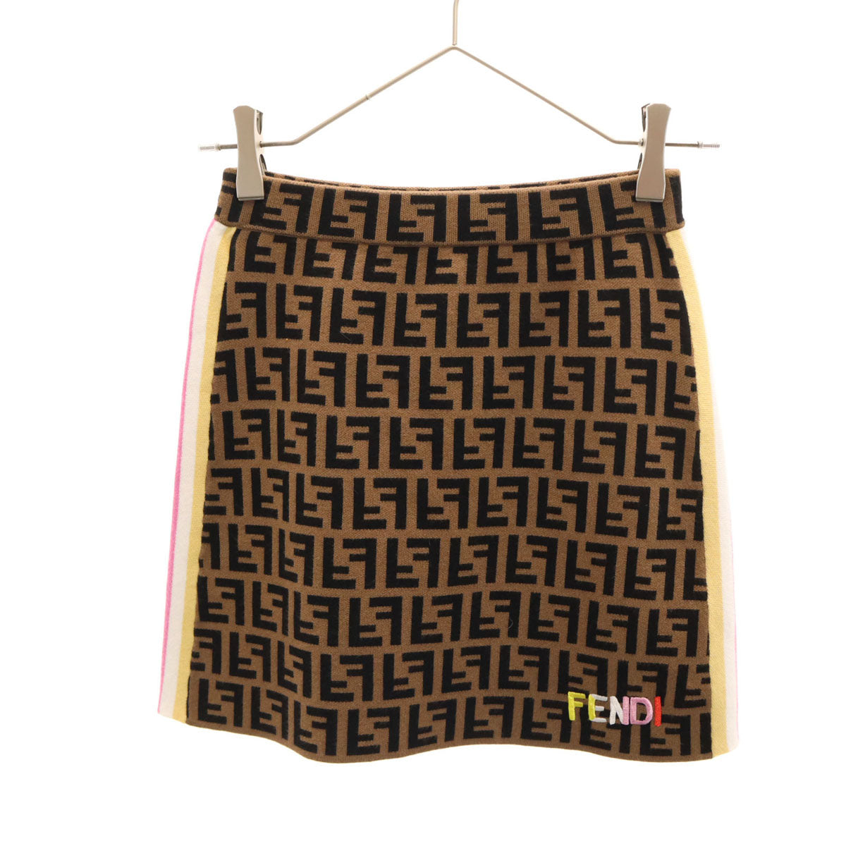 FENDI フェンディ 19AW イタリア製 ズッカ柄 ニット ミニスカート 36 ブラウン レディース