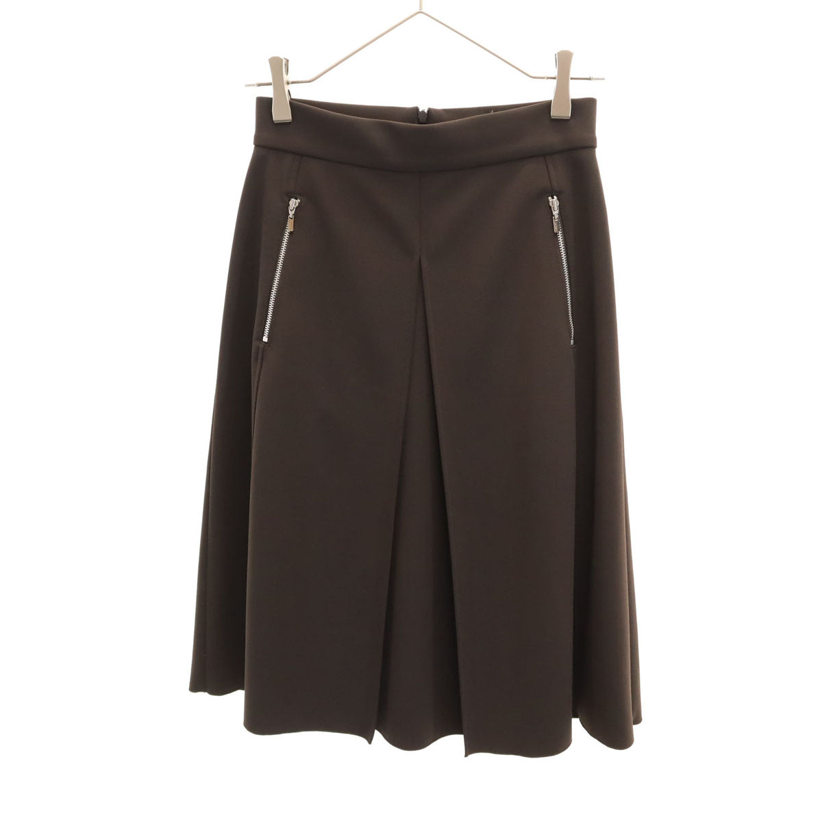 美品 FOXEY NEW YORK フォクシーニューヨーク 日本製 ミモレ丈 18771-SPSAY86 フレアスカート 40 ブラウン系 レディース