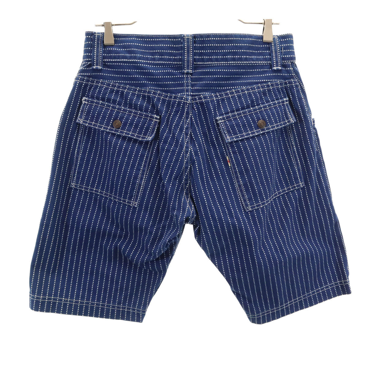 MOMOTARO JEANS 桃太郎ジーンズ 日本製 ストライプ柄 カーゴショートパンツ W30 ネイビー メンズ
