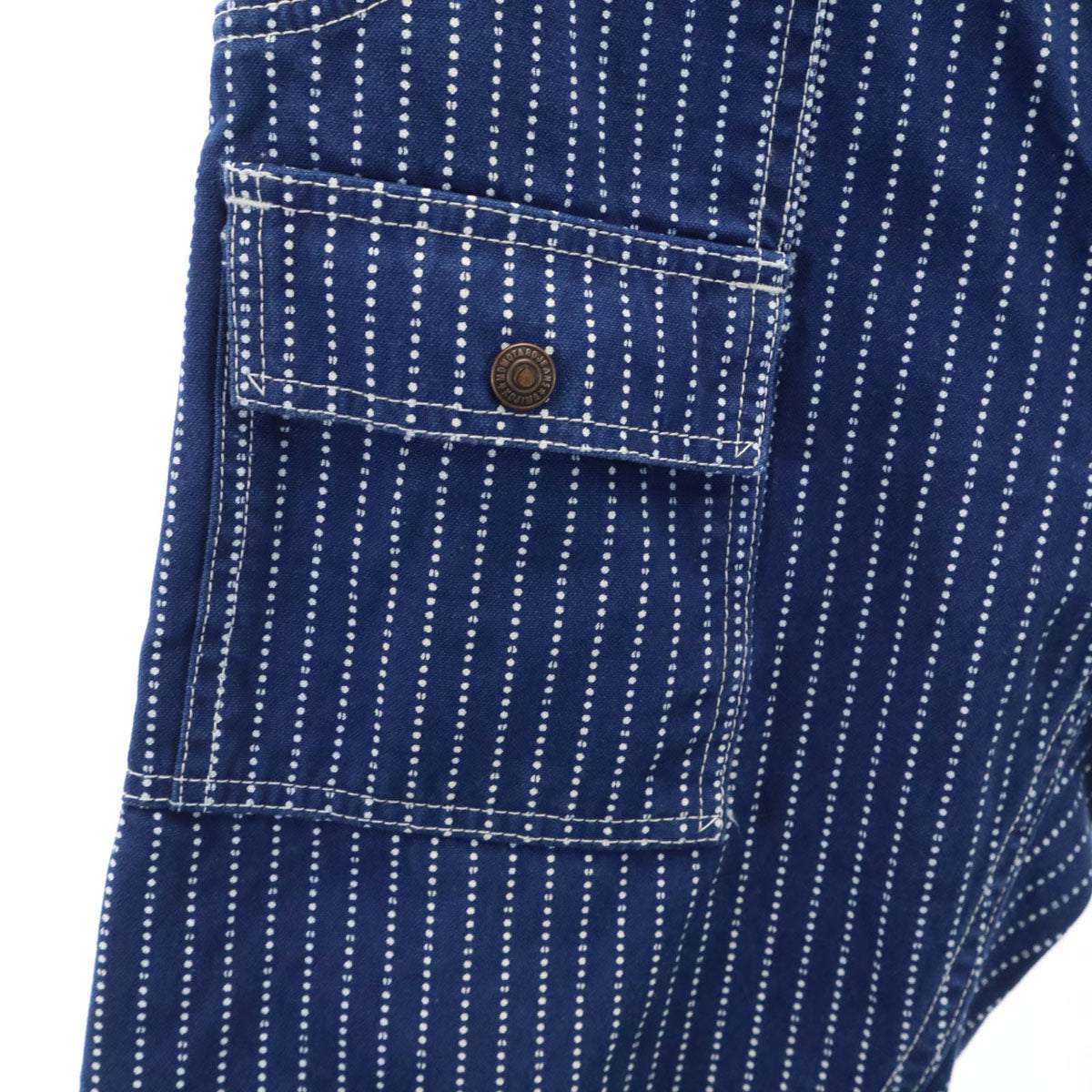 MOMOTARO JEANS 桃太郎ジーンズ 日本製 ストライプ柄 カーゴショートパンツ W30 ネイビー メンズ