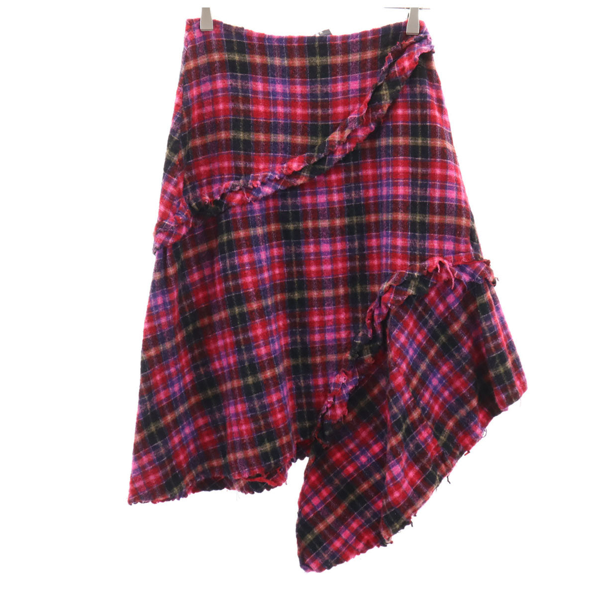 tricot COMME des GARCONS トリココムデギャルソン 2004年 日本製 チェック柄 ミモレ丈 アシメ フレアスカート S ピンク レディース