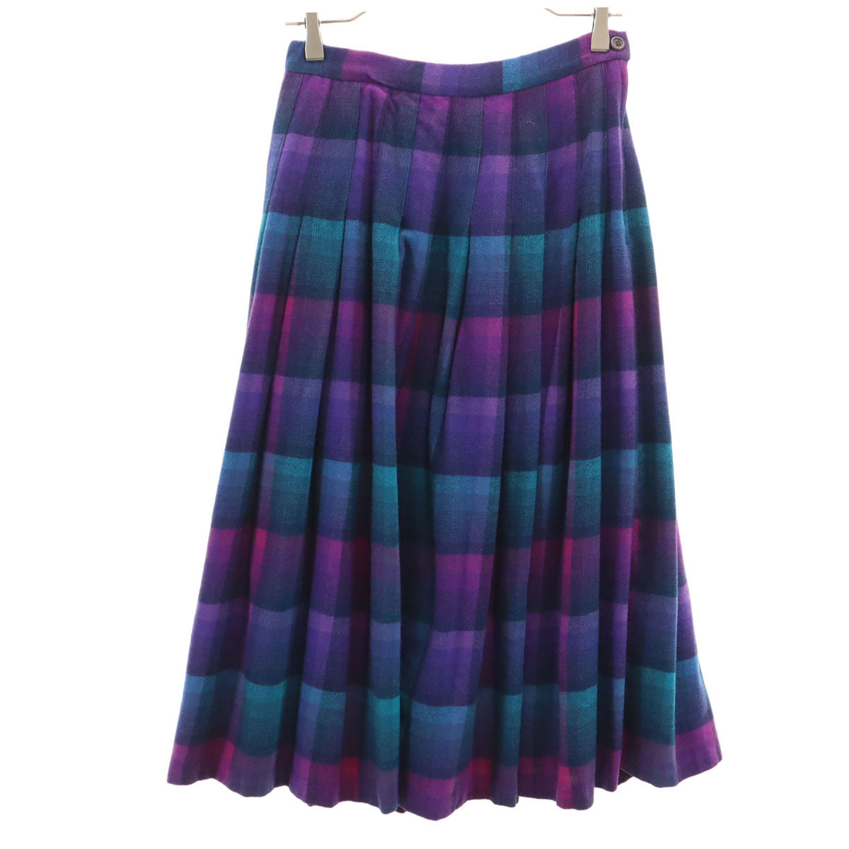 美品 PENDLETON ペンドルトン 70s USA製 ヴィンテージ チェック柄 ミモレ丈 フランネル プリーツスカート 10 パープル レディース