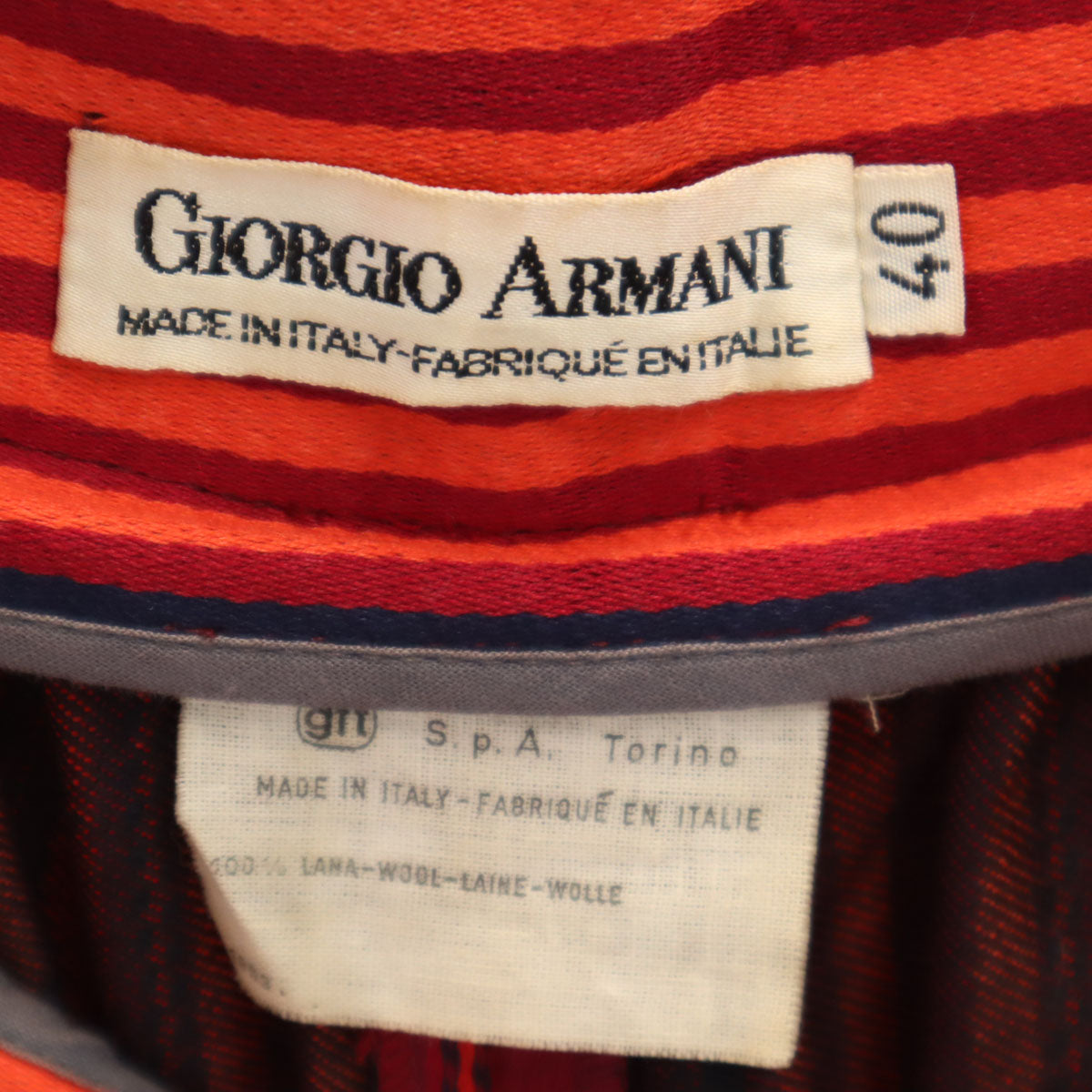 GIORGIO ARMANI ジョルジオアルマーニ 70s イタリア製 ヴィンテージ ストライプ柄 ハーフパンツ 40 朱色 レディース