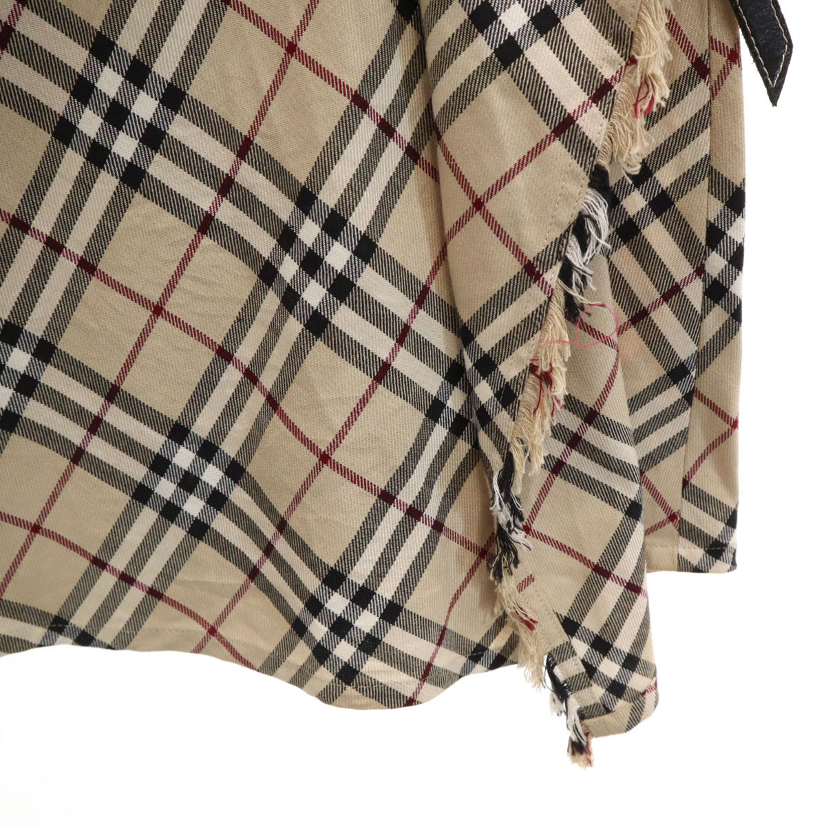 BURBERRY LONDON BLUE LABEL バーバリー ロンドン ブルーレーベル 日本製 ノバチェック ミディ丈 ラップスカート 36 ベージュ 三陽商会 レディース