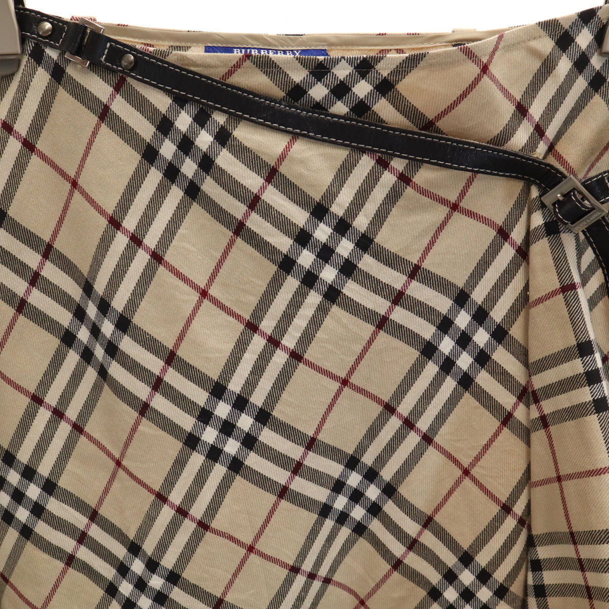 BURBERRY LONDON BLUE LABEL バーバリー ロンドン ブルーレーベル 日本製 ノバチェック ミディ丈 ラップスカート 36 ベージュ 三陽商会 レディース