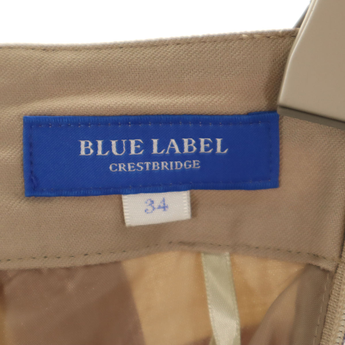 BLUE LABEL CRESTBRIDGE ブルーレーベルクレストブリッジ チェック柄 ミモレ丈 フレアスカート 34 レッド系 レディース