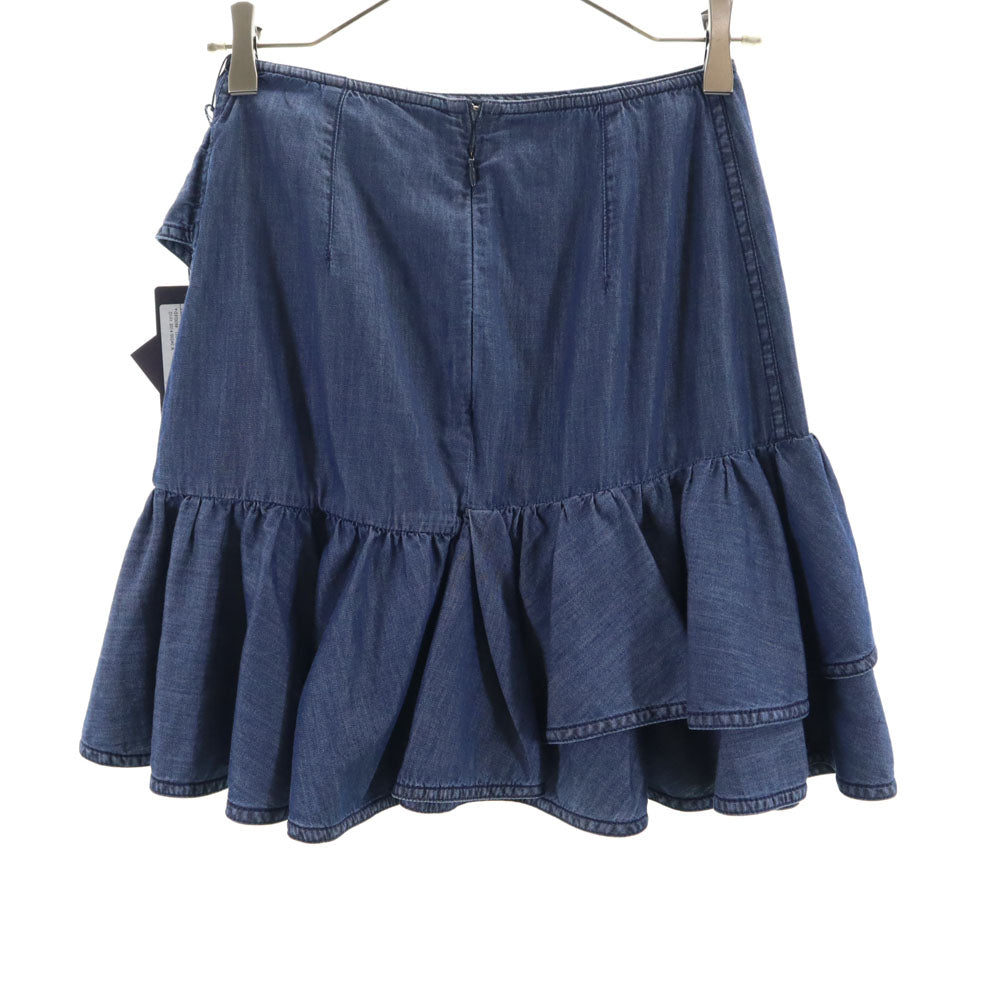 未使用 プラダ イタリア製 ミニ丈 フリル スカート 38 ネイビー PRADA タグ付き レディース