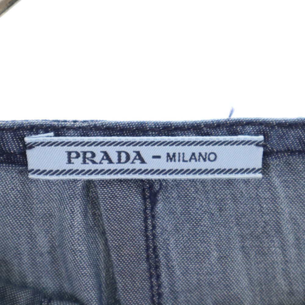 未使用 プラダ イタリア製 ミニ丈 フリル スカート 38 ネイビー PRADA タグ付き レディース