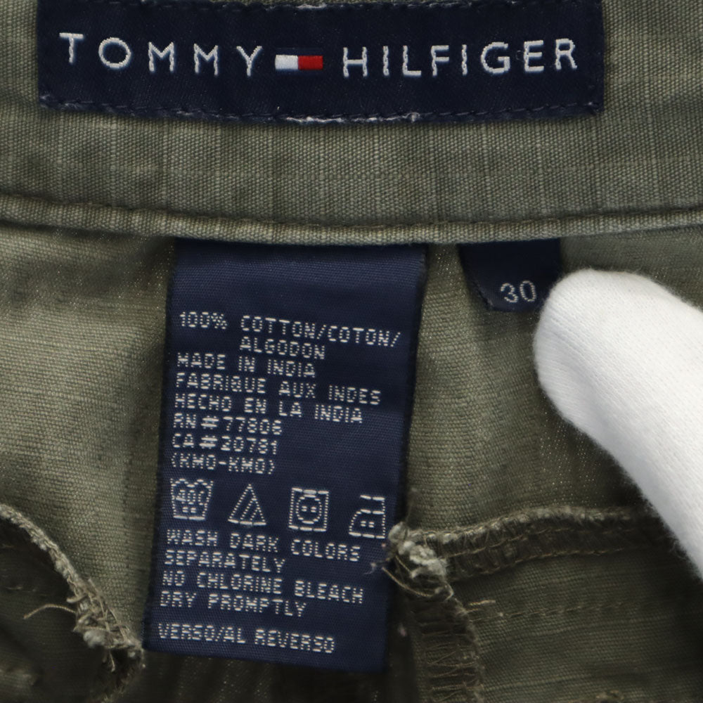 TOMMY HILFIGER トミーヒルフィガー カーゴショートパンツ W30 カーキ リップストップ メンズ
