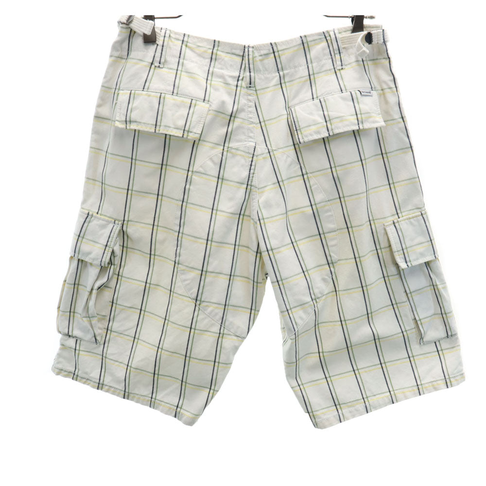 STUSSY ステューシー チェック柄 カーゴショートパンツ W30 ホワイト ハーフ メンズ