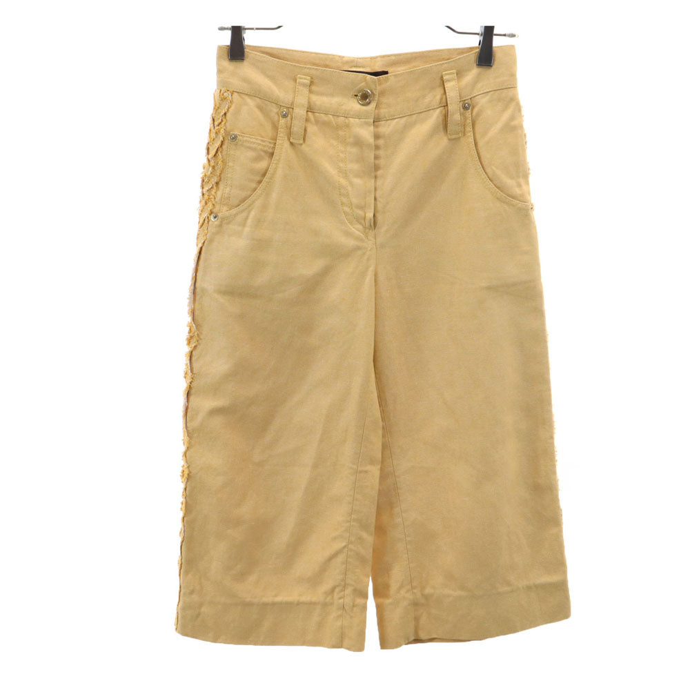 LOUIS VUITTON ルイヴィトン フランス製 リネンブレンド クロップドパンツ 34 キャメル レディース