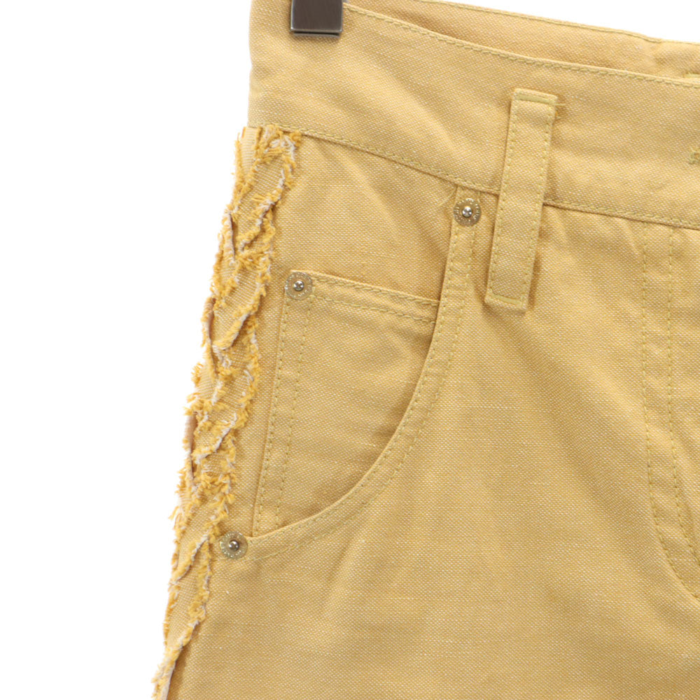 LOUIS VUITTON ルイヴィトン フランス製 リネンブレンド クロップドパンツ 34 キャメル レディース