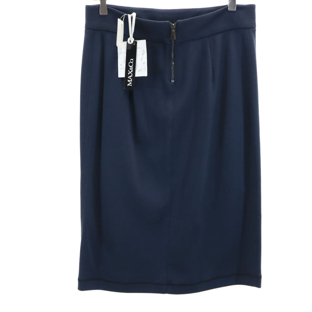 MAX&CO マックスアンドコー ブルガリア製 ミモレ丈 タイトスカート 48 ネイビー レディース
