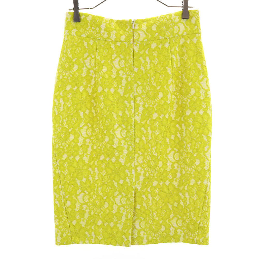 Laurel ローレル 未使用 ミディ丈 レース タイトスカート 38 イエロー タグ付き レディース