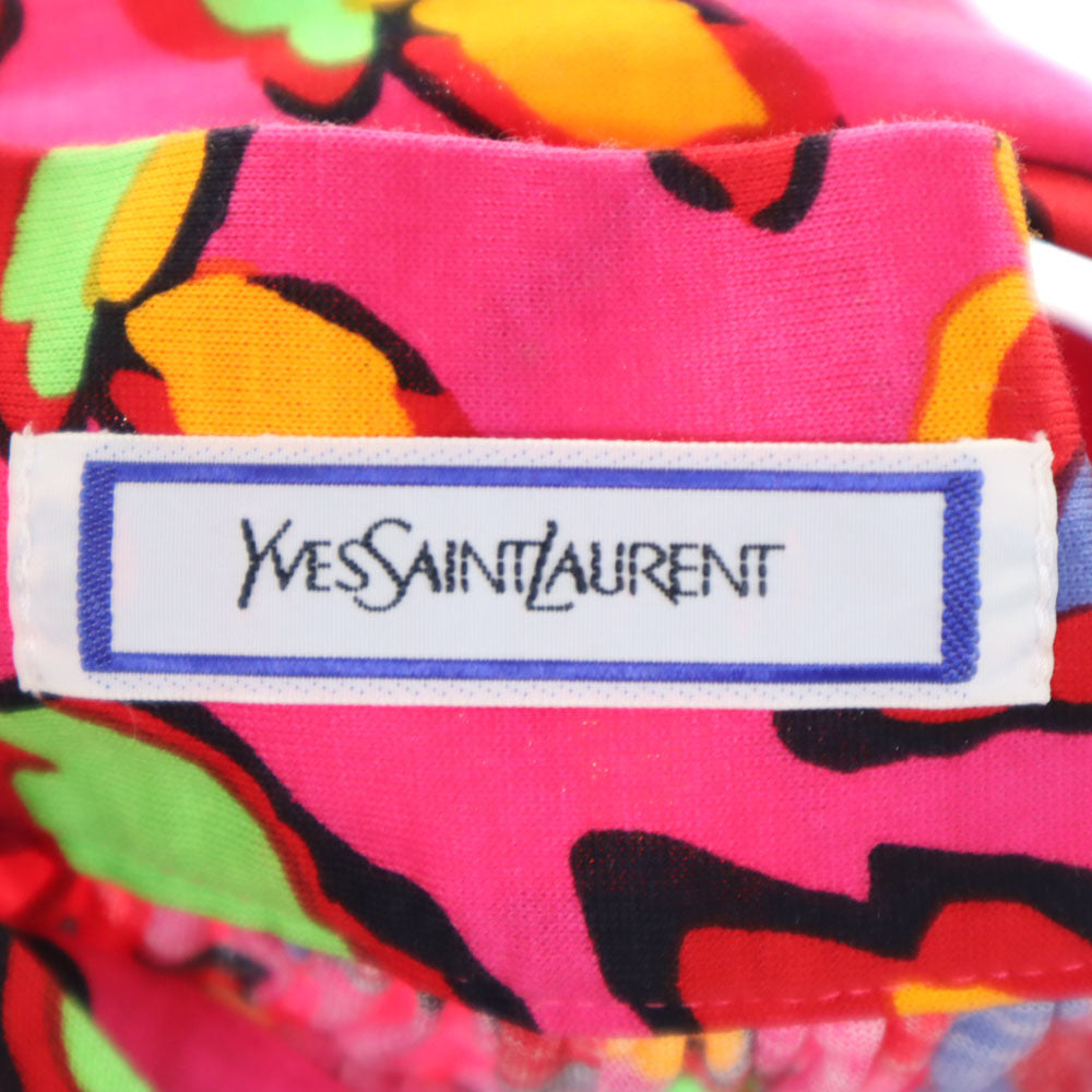 YVES SAINT LAURENT イヴサンローラン 90s オールド 花柄 ミモレ丈 ラップスカート 9号 ピンク レディース