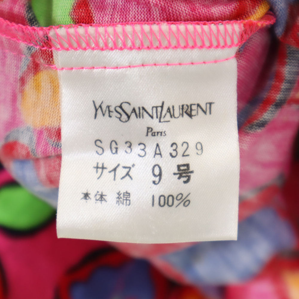 YVES SAINT LAURENT イヴサンローラン 90s オールド 花柄 ミモレ丈 ラップスカート 9号 ピンク レディース