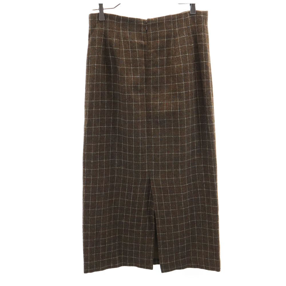 23区 ウールブレンド チェック柄 ロング丈 タイトスカート 46 ブラウン系 23ku レディース