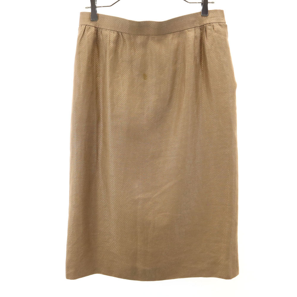 GIVENCHY ジバンシィ 90s リネン100% オールド ミモレ丈 スカート 15 ベージュ系 GLAMOUR ビックサイズ レディース