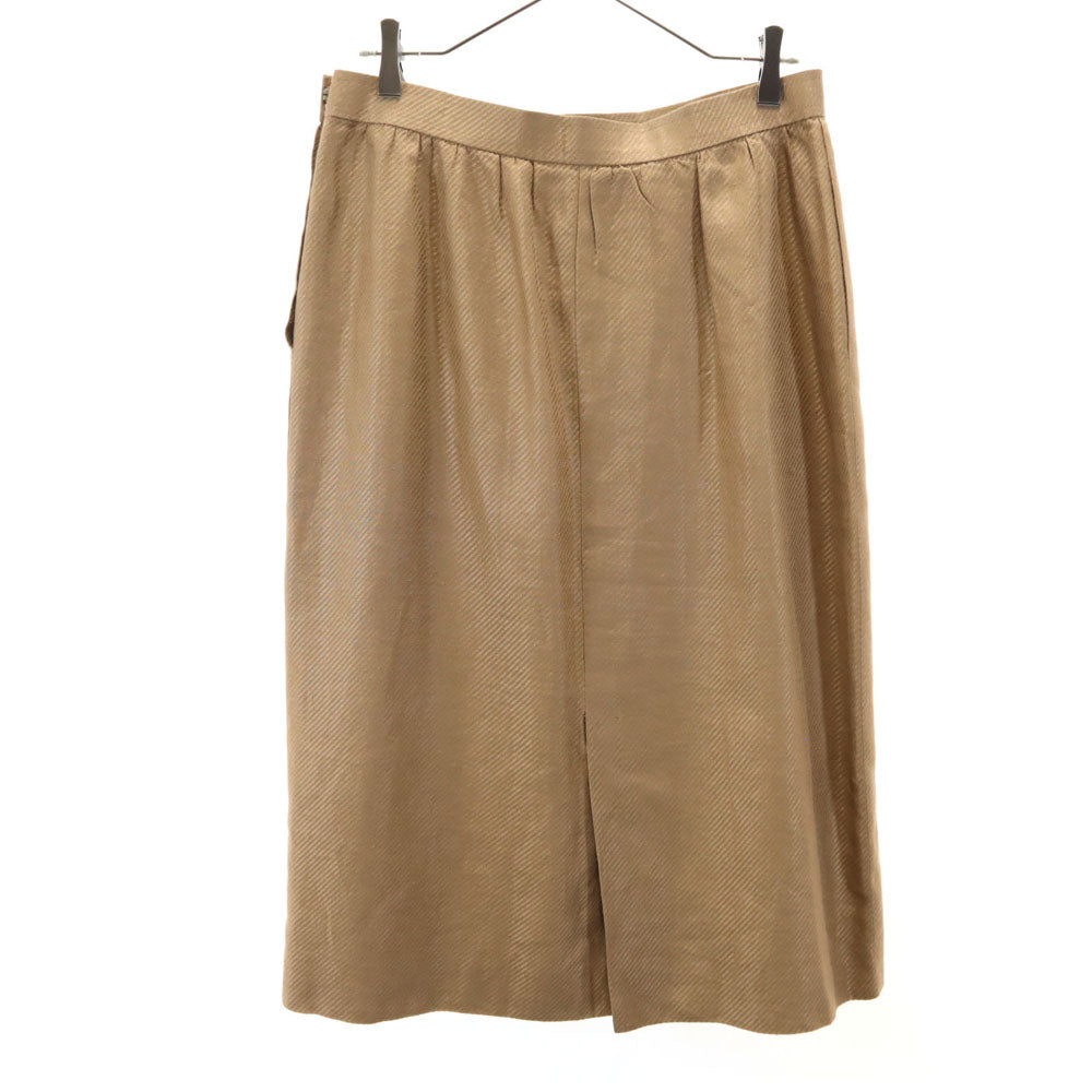 GIVENCHY ジバンシィ 90s リネン100% オールド ミモレ丈 スカート 15 ベージュ系 GLAMOUR ビックサイズ レディース