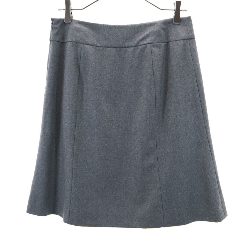 セリーヌ フランス製 ウールブレンド ミディ丈 タック スカート 38 グレー CELINE レディース