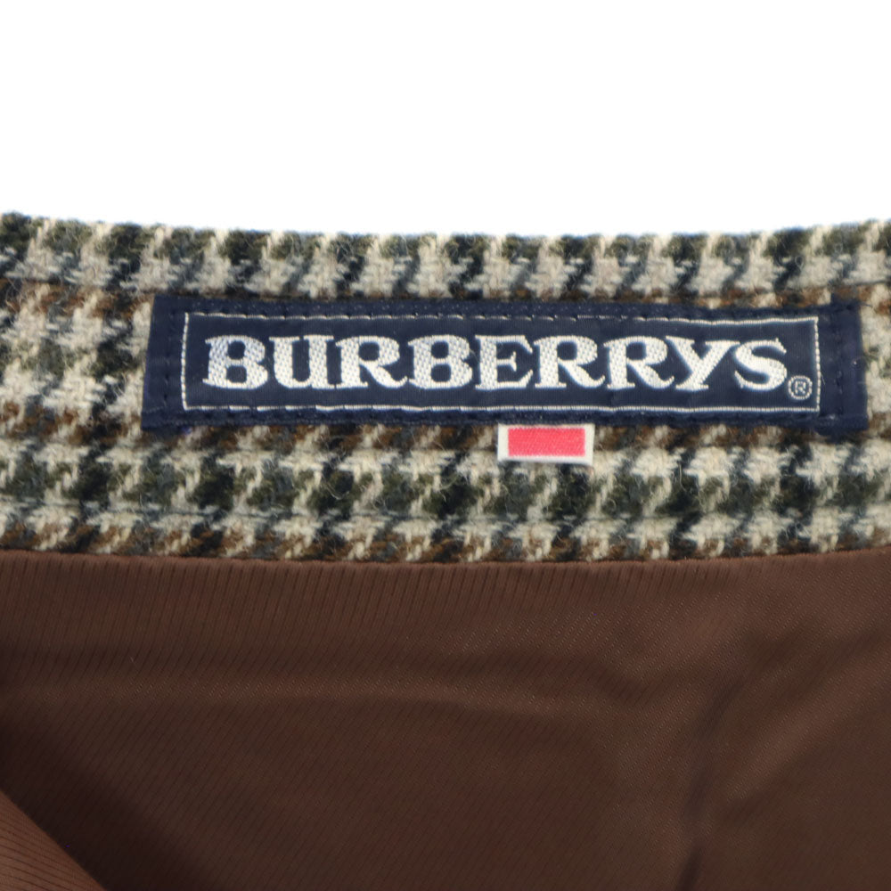 Burberrys バーバリーズ 90s ウール オールド 千鳥柄 ミモレ丈 スカート 005AB2 ブラウン系 レディース