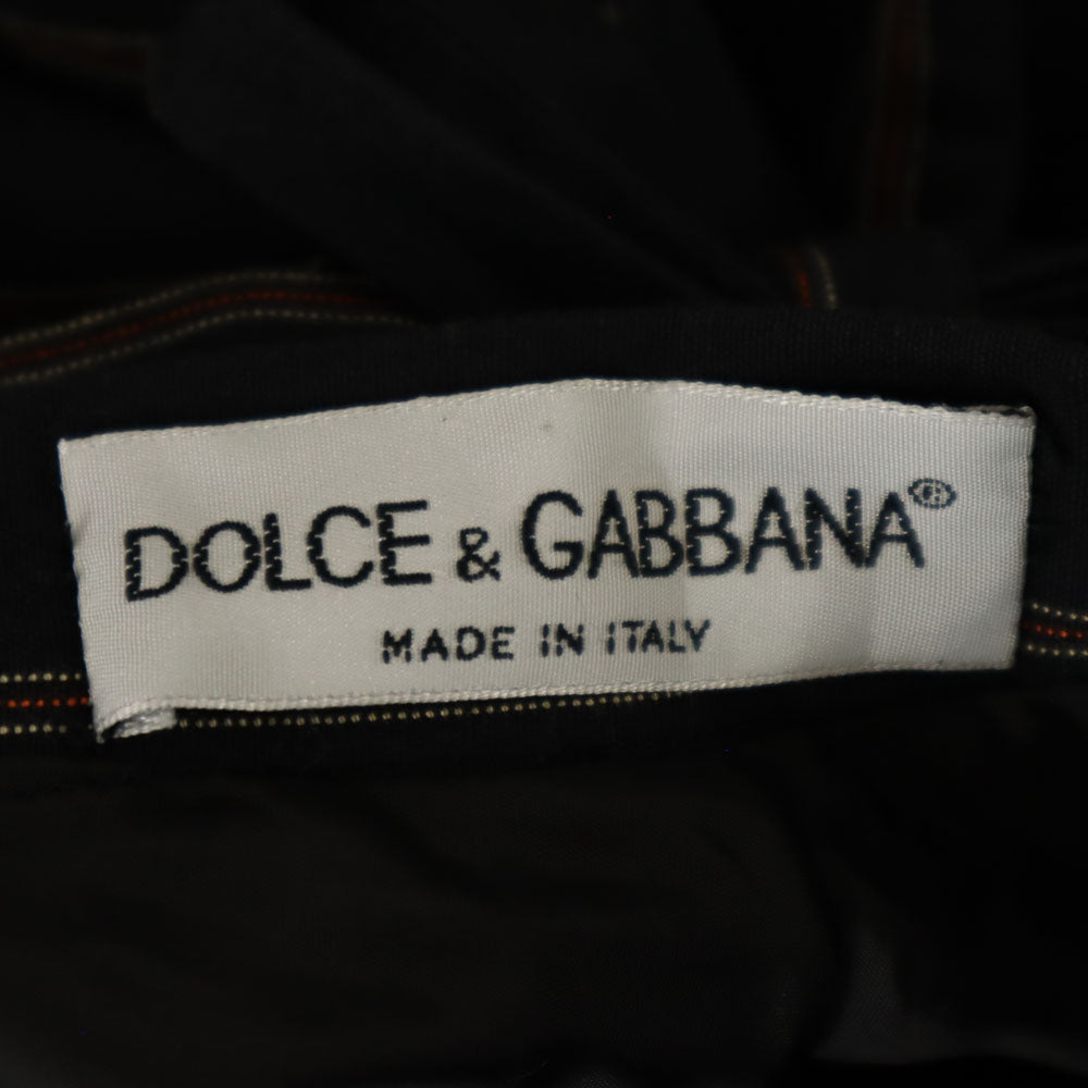 ドルチェアンドガッバーナ イタリア製 リネンブレンド 斜ストライプ柄 ミニ丈 ラップスカート 40 チャコールブラック系 DOLCE&GABBANA レディース