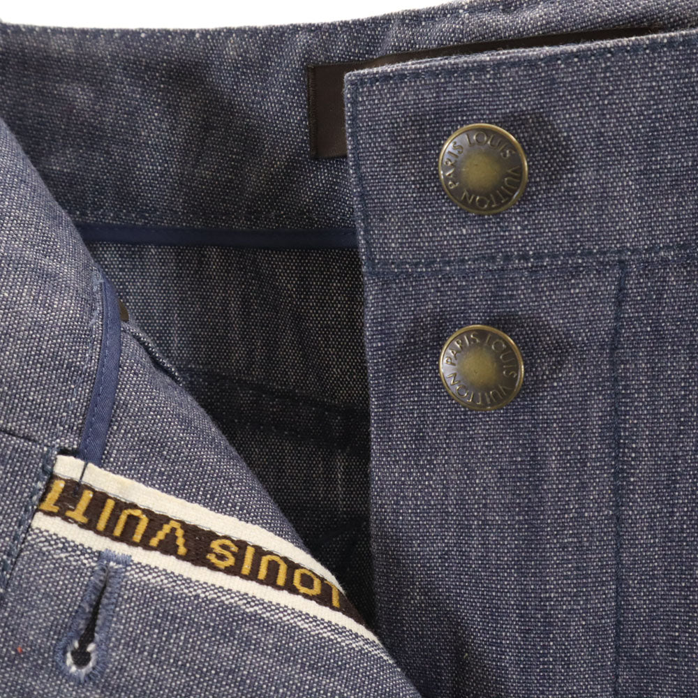 LOUIS VUITTON ルイヴィトン フランス製 ミディ丈 デニムスカート 36 ネイビー レディース