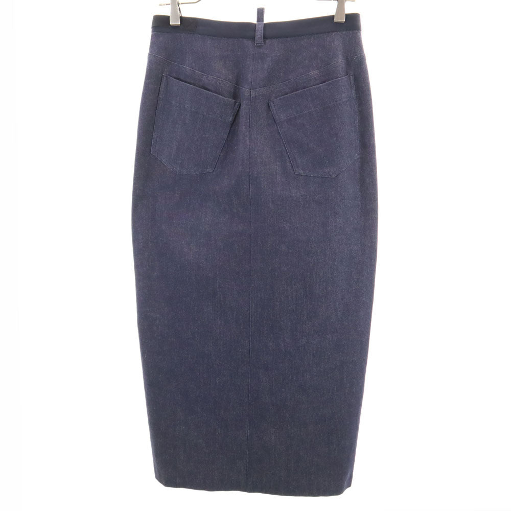 β ベータ 日本製 ロング丈 ストレッチ切替 デニムスカート 9 ネイビー レディース