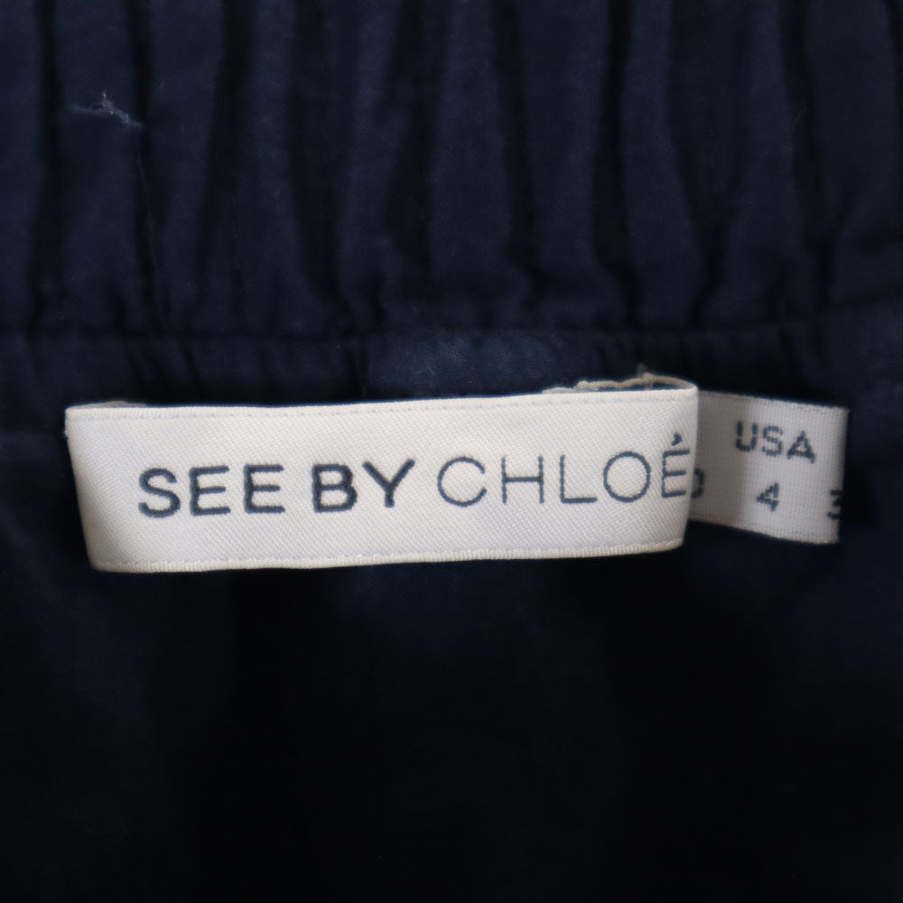 SEE BY CHLOE シーバイクロエ ウールブレンド ミニスカート 40 ネイビー ウエストゴム レディース