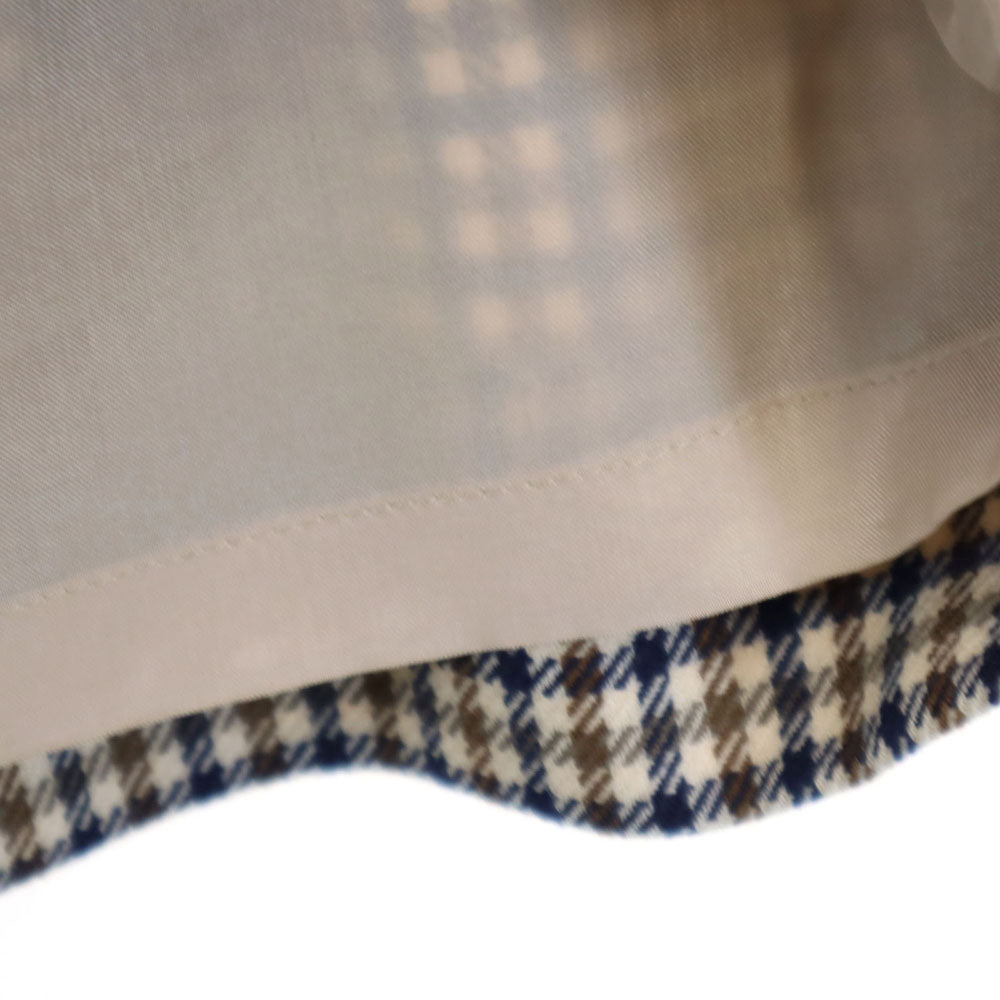 Aquascutum アクアスキュータム 日本製 ウールブレンド チェック柄 ラップ ショートパンツ ブラウン系 レディース