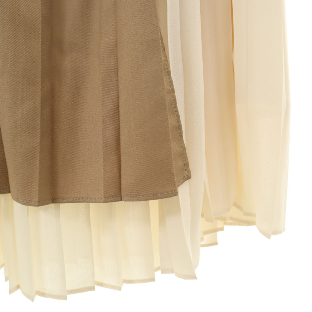 CLANE クラネ 未使用 マキシ丈 プリーツスカート 1 ブラウン×アイボリー レディース