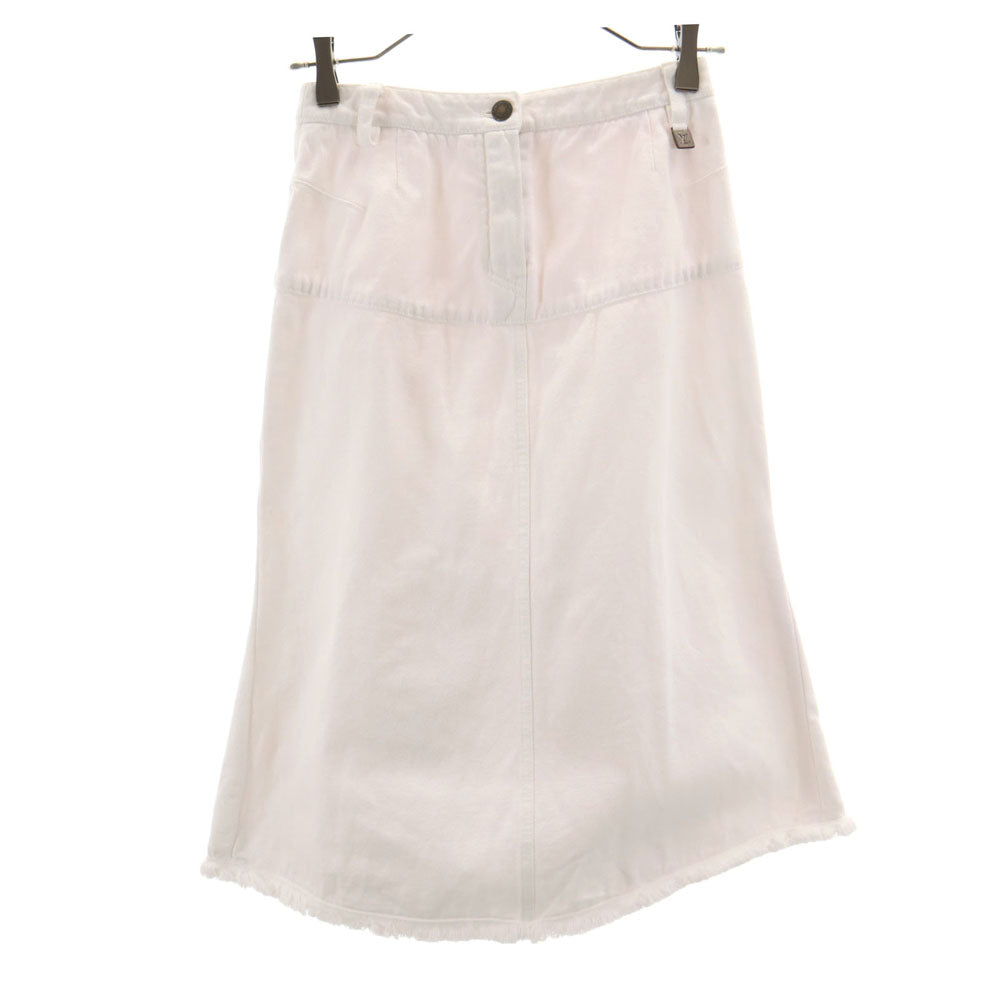 LOUIS VUITTON ルイヴィトン フランス製 リネンブレンド ミディ丈 デニムスカート 34 ホワイト系 レディース