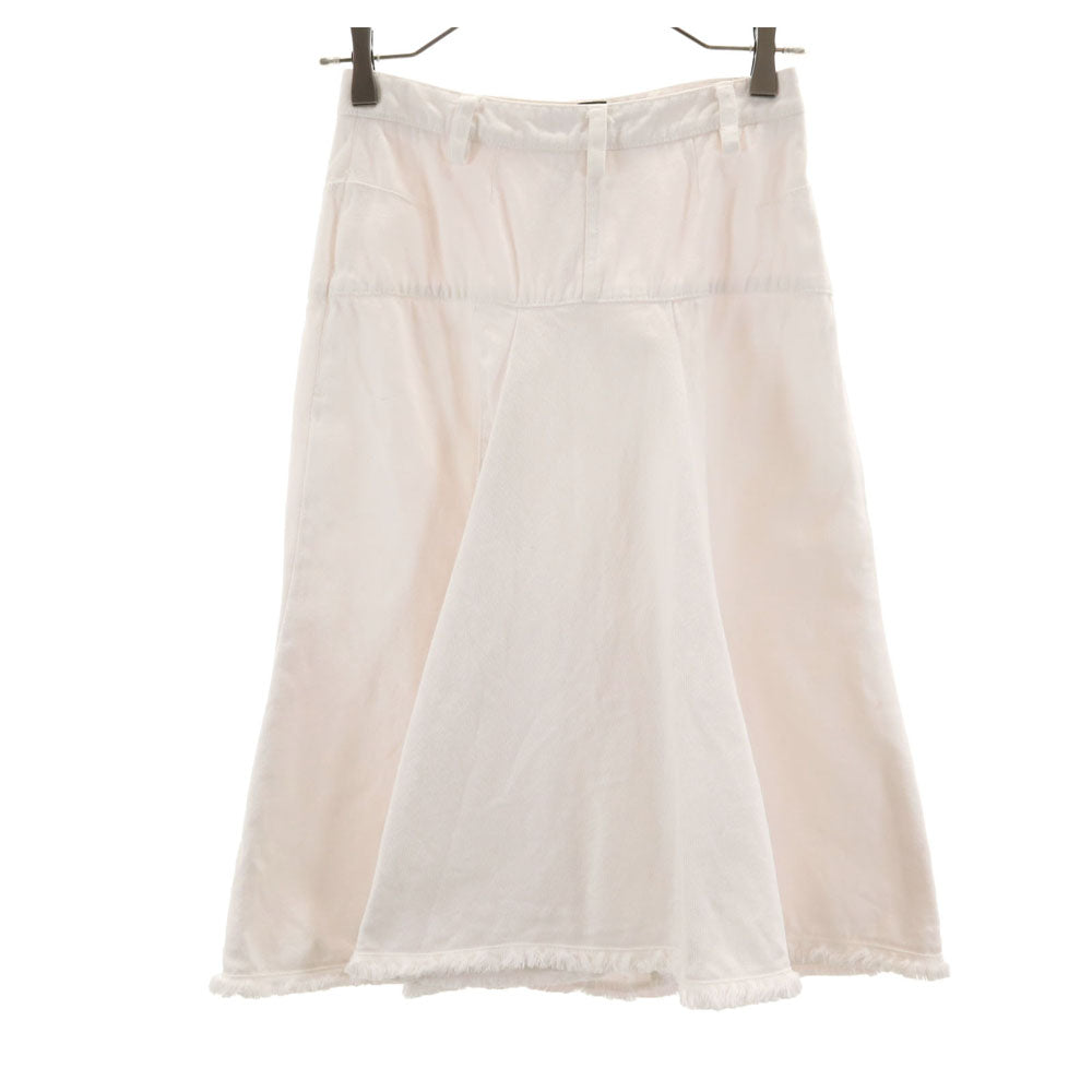 LOUIS VUITTON ルイヴィトン フランス製 リネンブレンド ミディ丈 デニムスカート 34 ホワイト系 レディース