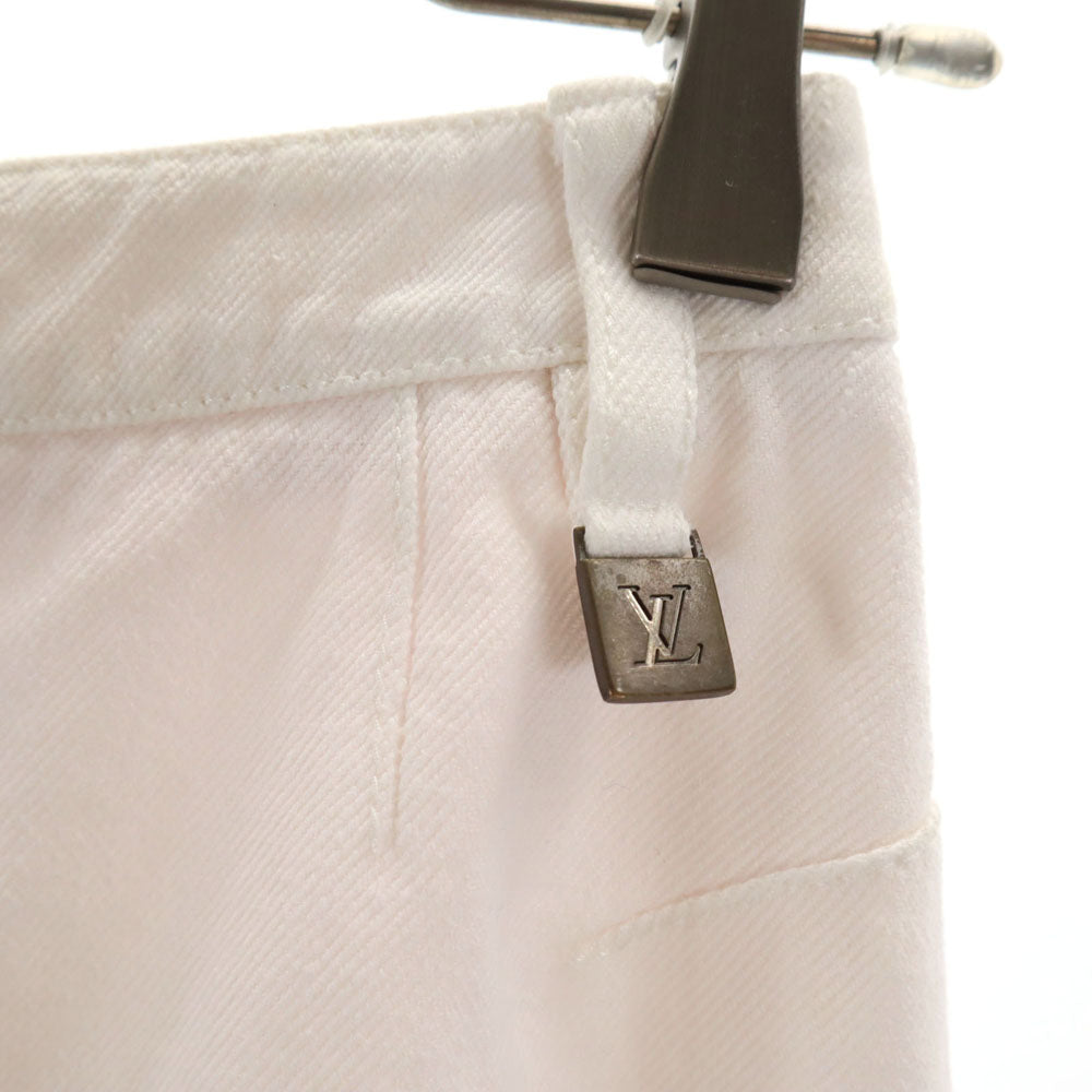 LOUIS VUITTON ルイヴィトン フランス製 リネンブレンド ミディ丈 デニムスカート 34 ホワイト系 レディース