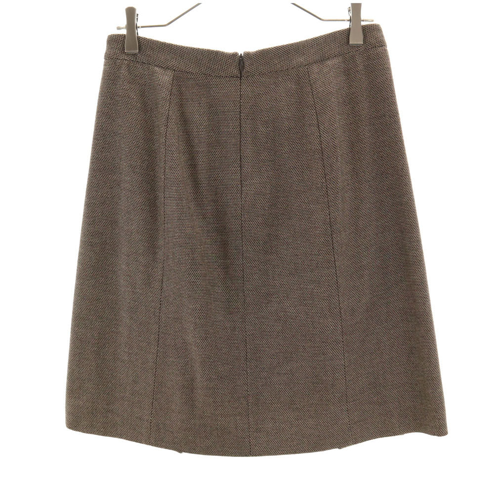 ミューミュー イタリア製 ミディ丈 ボックス プリーツスカート 38 ブラウン系 バックジップ レディース