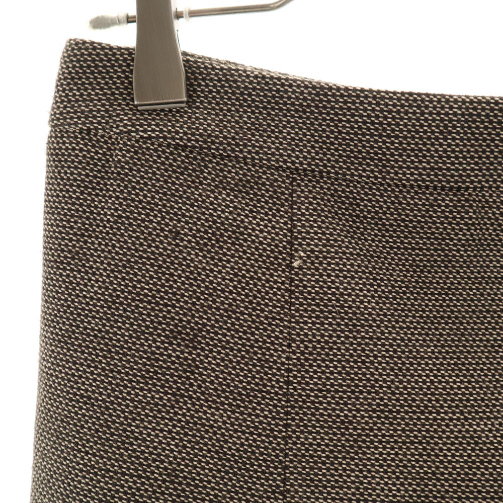 ミューミュー イタリア製 ミディ丈 ボックス プリーツスカート 38 ブラウン系 バックジップ レディース