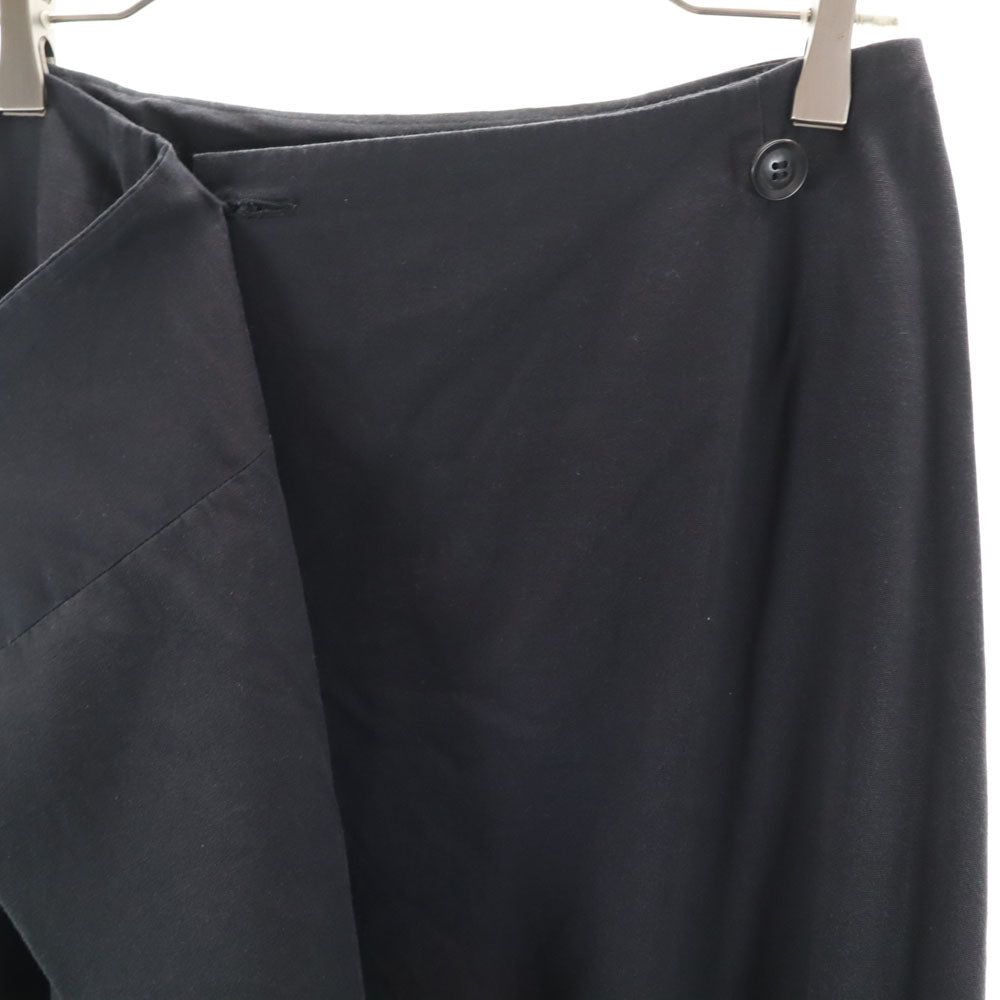 イッセイミヤケ フェット 日本製 ロング丈 ラップスカート 2 ブラック系 レディース