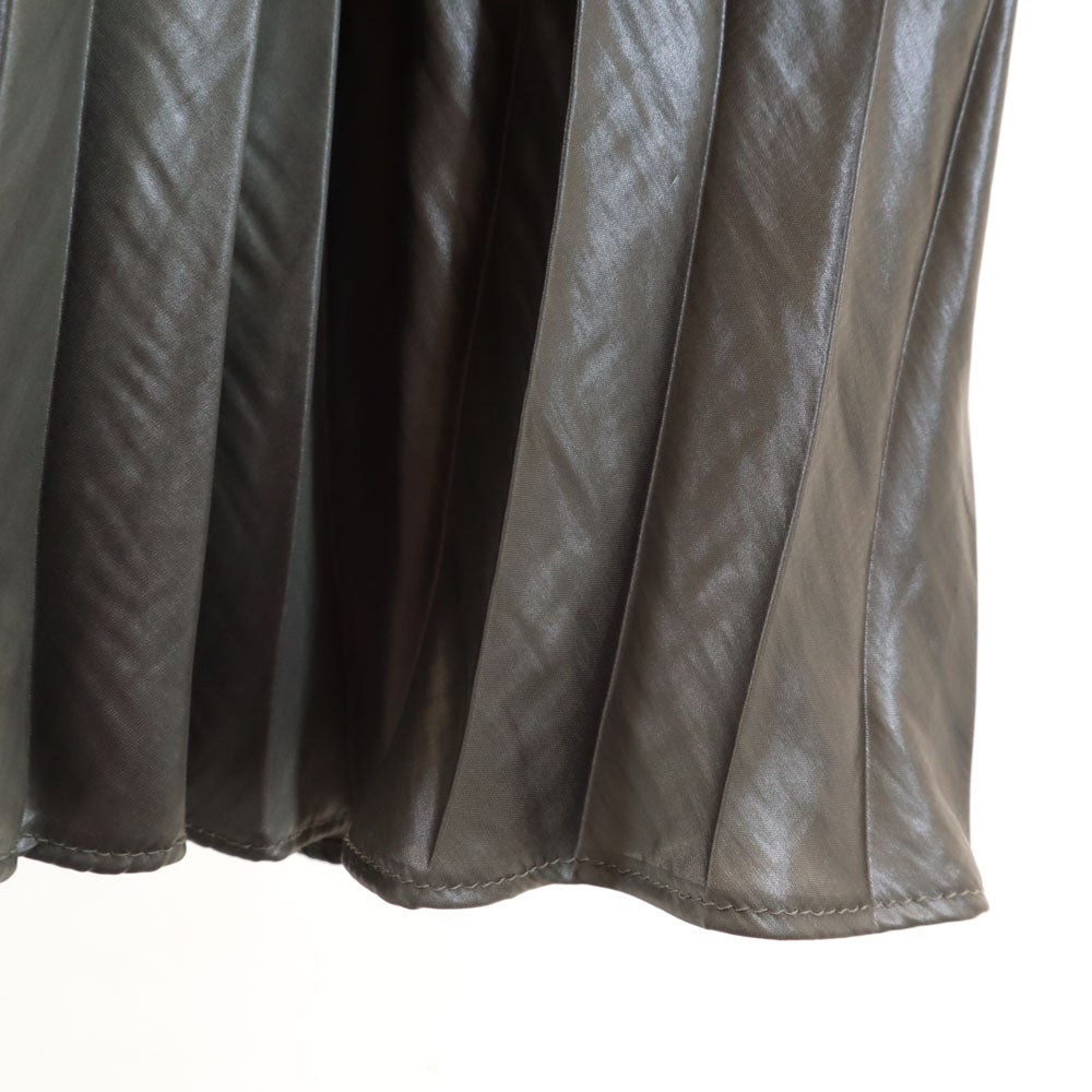 未使用 FRAY I.D フレイアイディー タグ付き マキシ丈 レザーライクサテン プリーツスカート 0 モカ レディース