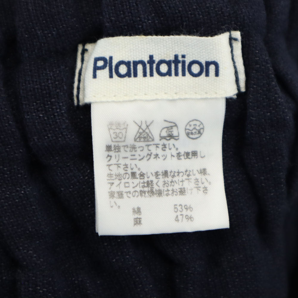 Plantation プランテーション 日本製 リネンブレンド ロング丈 ラップスカート M ネイビー レディース