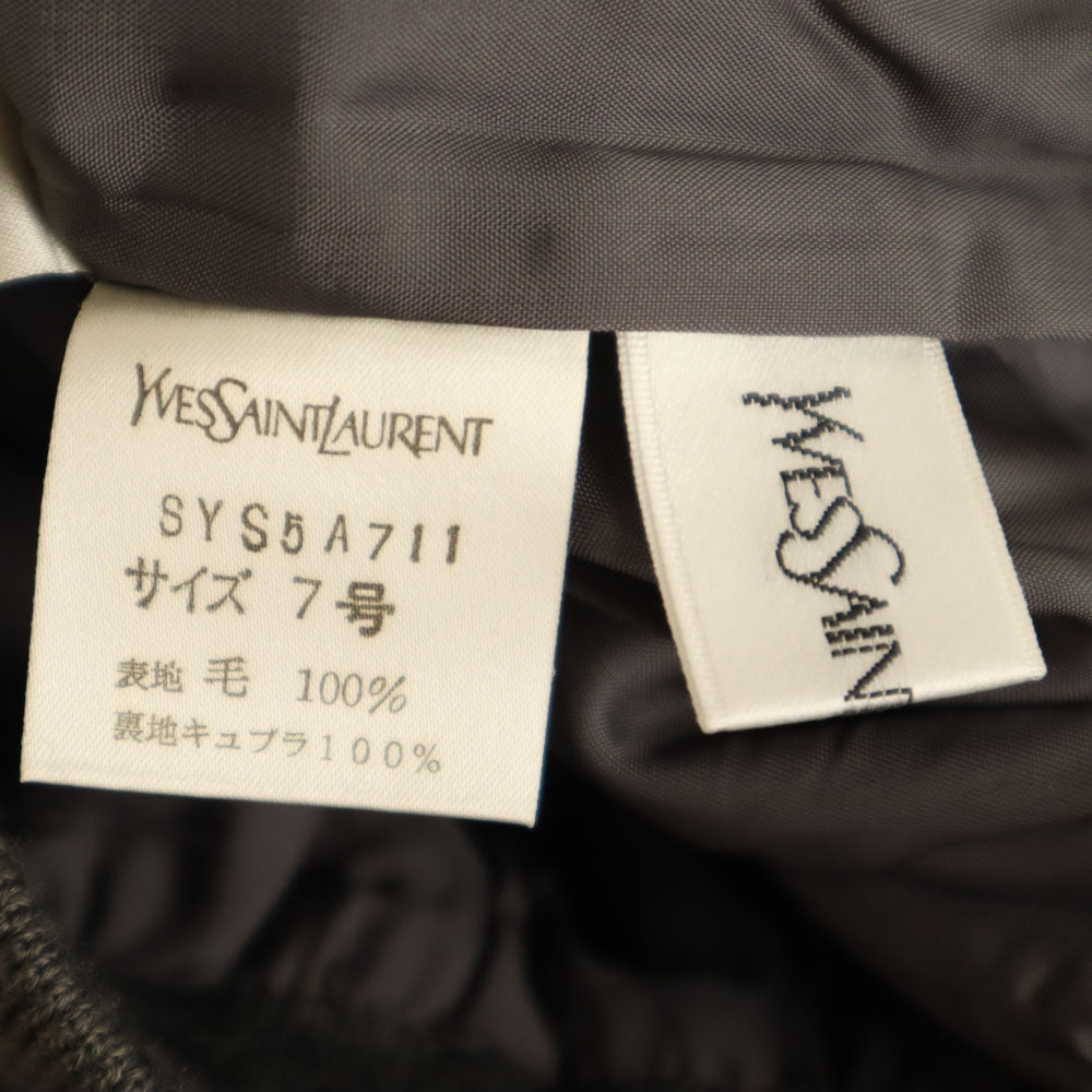 YVES SAINT LAURENT イヴサンローラン 90s オールド ミディ丈 ニット タイトスカート 7号 グレー レディース